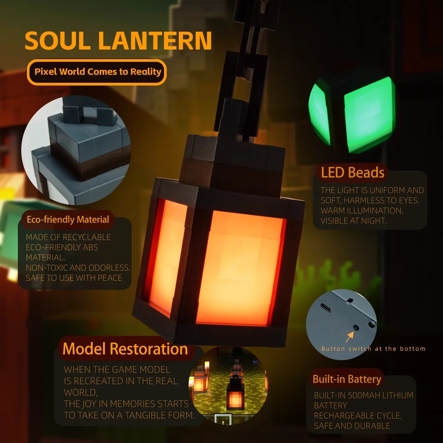 Big size Pixel Style Wall Night Light